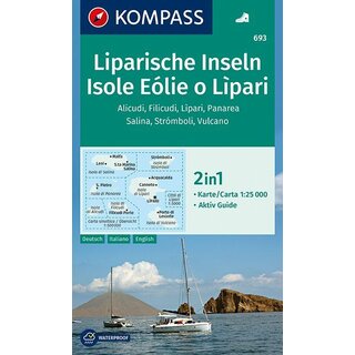 KOMPASS Wanderkarte Liparische Inseln - Isole Eólie o Lìpari - WK 693