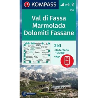 KOMPASS WanderkarteVal di Fassa Marmolada Dolomiti Fassane - WK 650