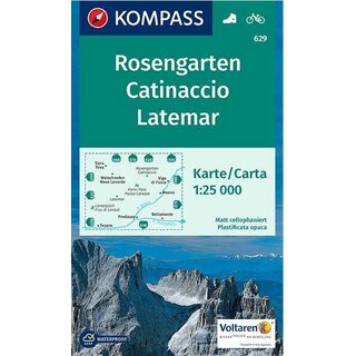 KOMPASS Wanderkarte Rosengarten Catinaccio Latemar WK 629
