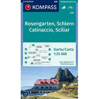 KOMPASS Wanderkarte Rosengarten Schlern Cartinaccio Sciliar WK 628