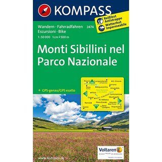 KOMPASS Wanderkarte Monti Sibillini nel Parco Nazionale - WK 2474