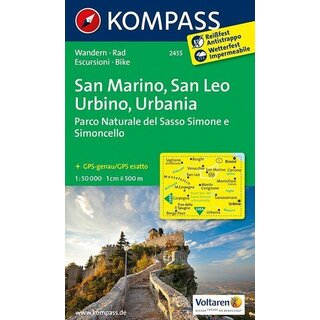 KOMPASS Wanderkarte San Marino San Leo Urbino Urbania - WK 2455