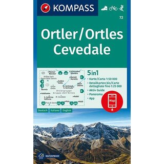 KOMPASS Wanderkarte Ortler - Ortles - Cevedale WK 72