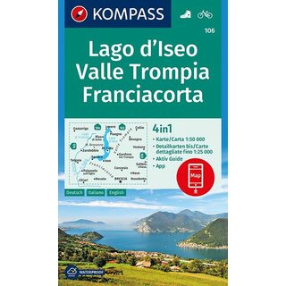 KOMPASS Wanderkarte Lago dIseo - Valle Trompia - Franciacorta WK 106