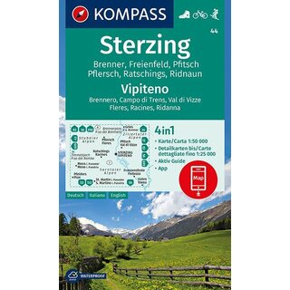 KOMPASS Wanderkarte Sterzing und Vipiteno e dintorni WK 44