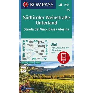 KOMPASS Wanderkarte Suedtiroler Weinstraße - Unterland - Strada del Vino - Bassa Atesina WK 074