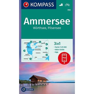 KOMPASS-Wanderkarten Ammersee-Wörthsee-Pilsensee WK 791