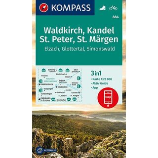 KOMPASS Wanderkarte Waldkirch-Kandel-St.Peter-St. Märgen - WK 884