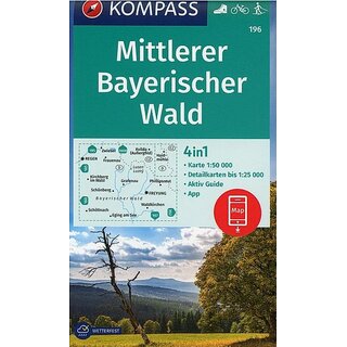 KOMPASS Wanderkarte Mittlerer Bayerischer Wald WK 196